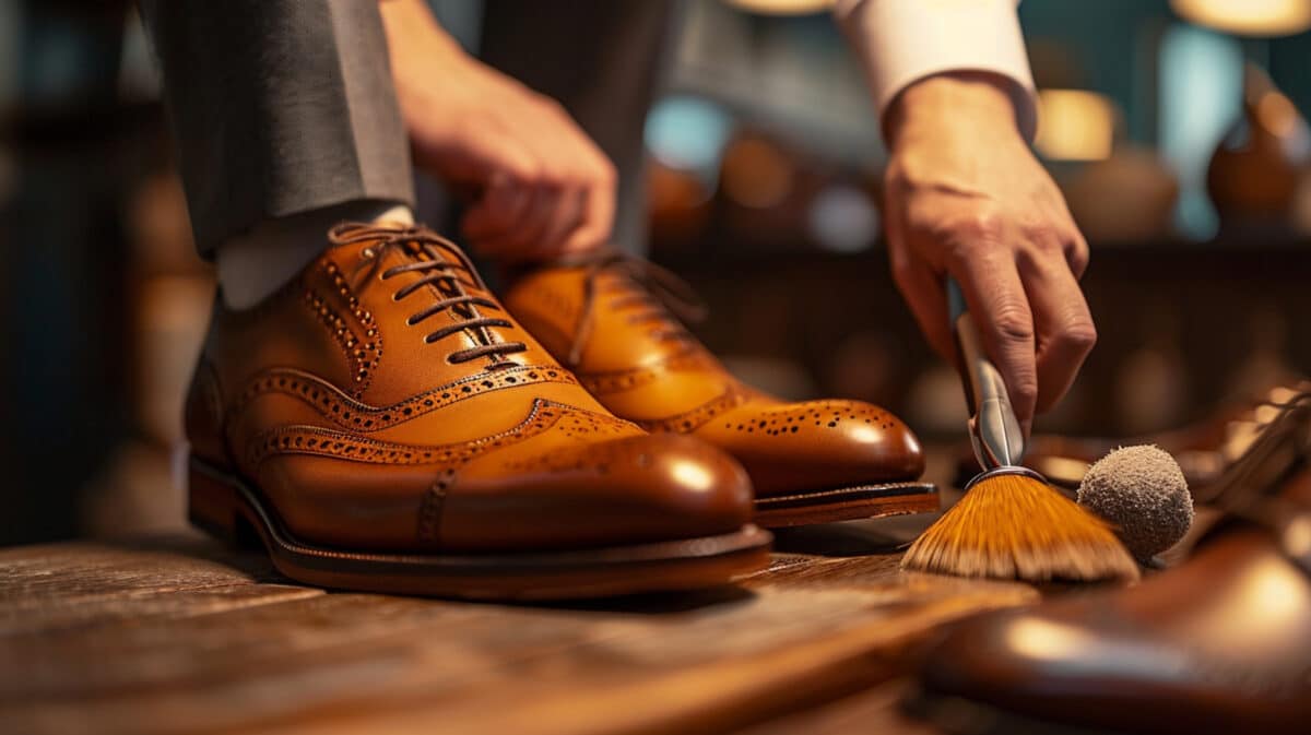 Best Job Candidate, Interview Preparation, Detail shots of someone polishing shoes