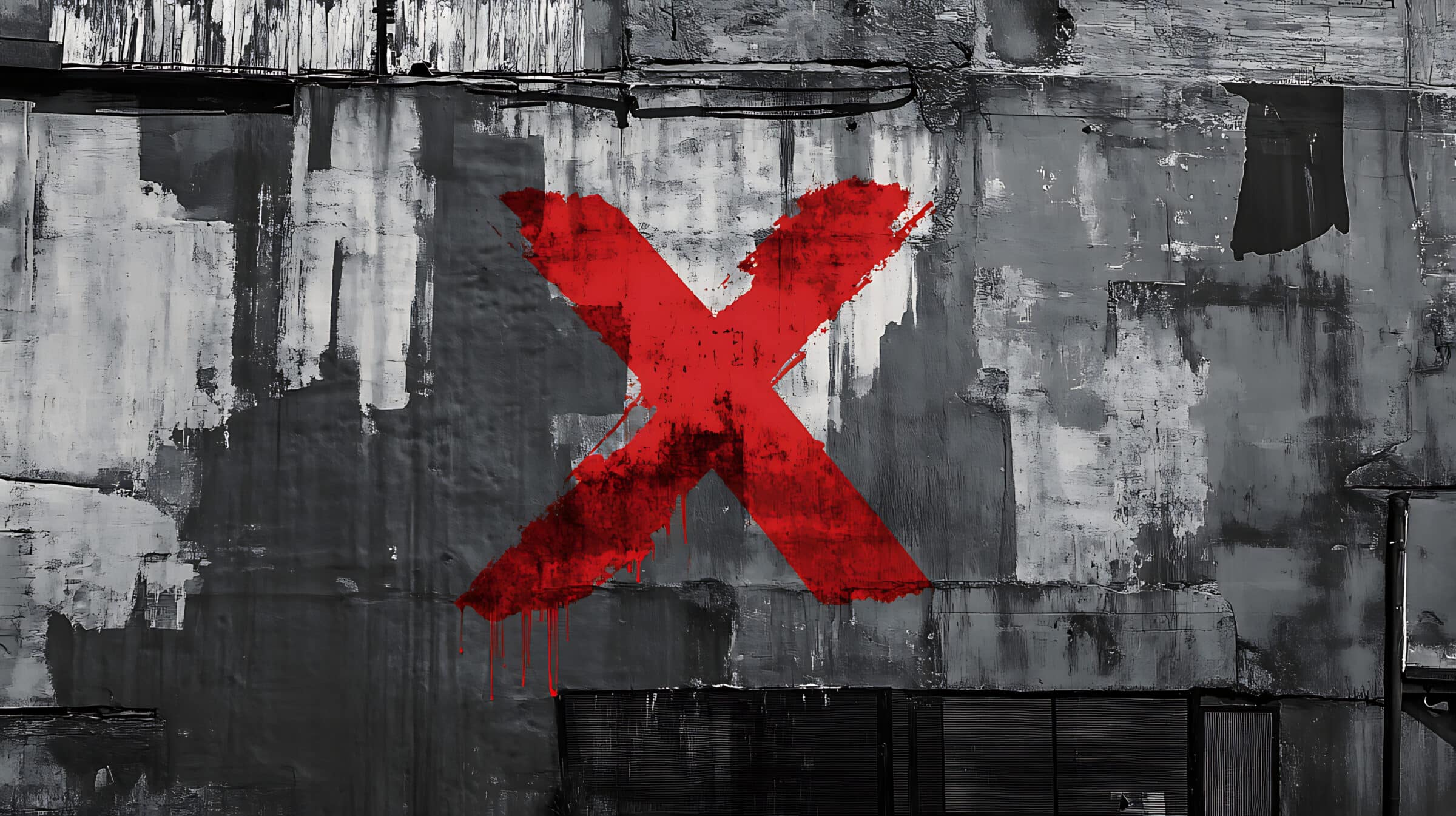 Red X Graffiti on Grunge Wall Texture