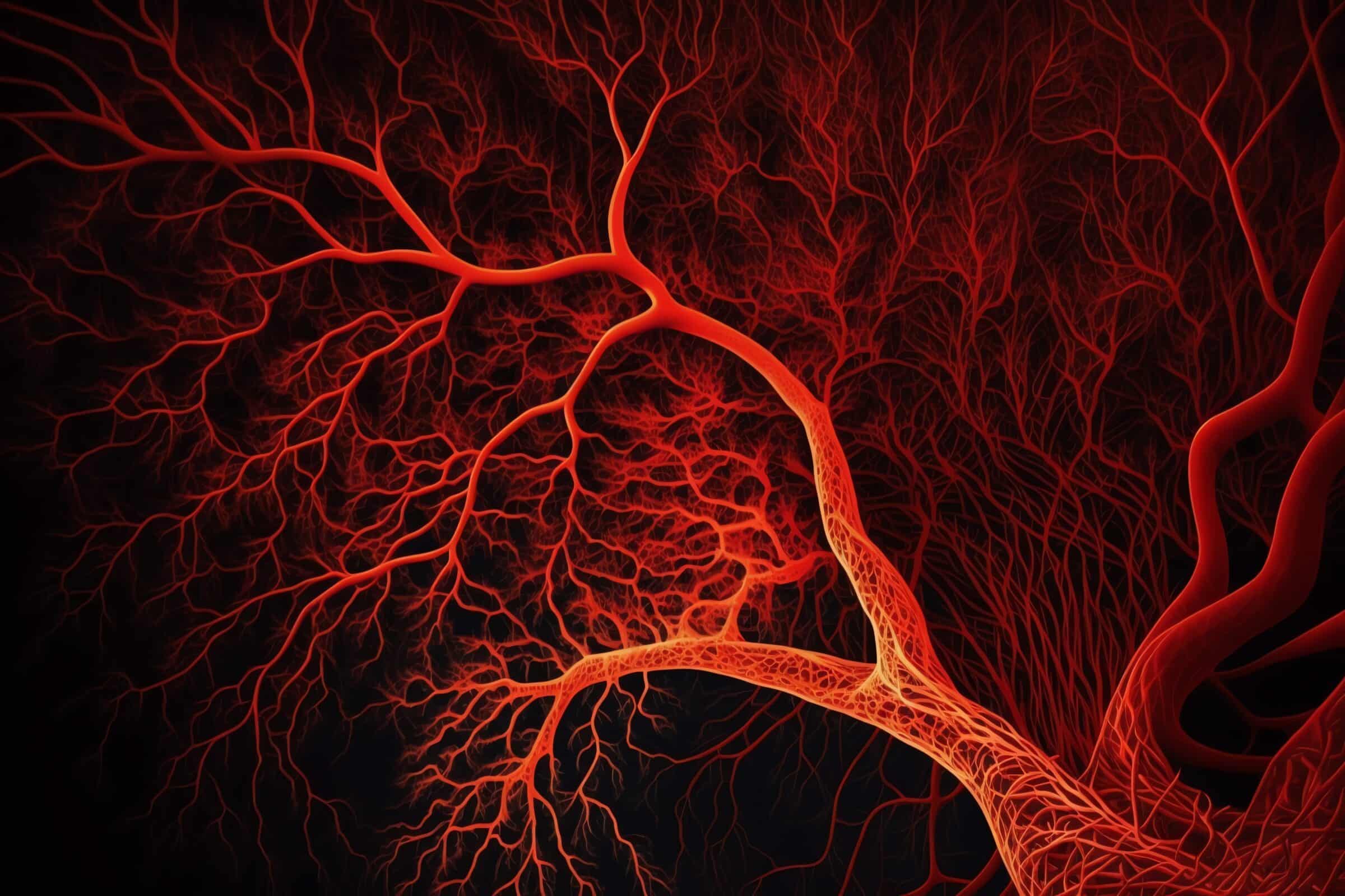 Blood vessels. Circulatory system. Veins and arteries. Generative AI.