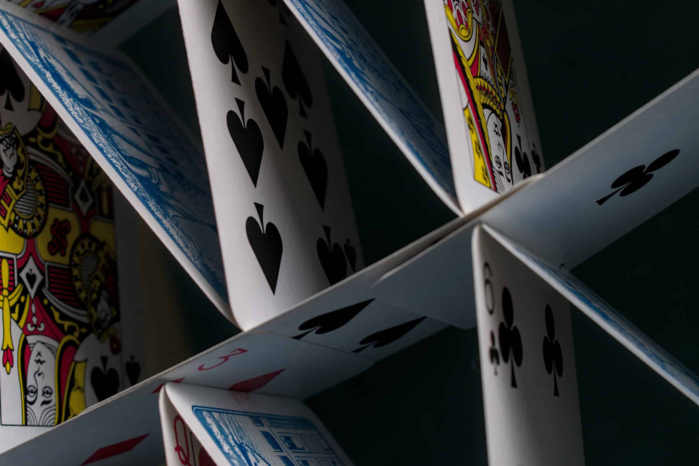 close-up to a house of cards