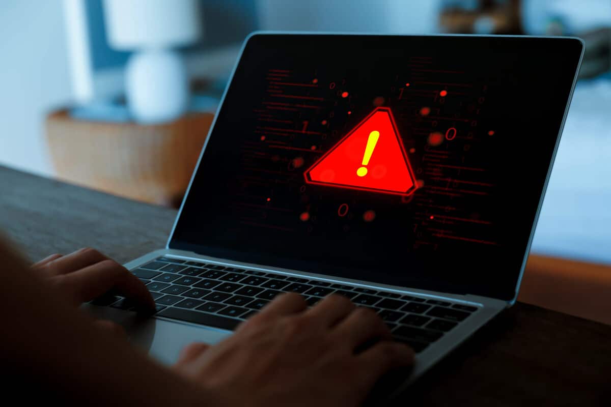 Warnings exclamation mark alerts in computer systems to be aware of the dangers and risks of cyberattacks on the Internet. Malicious software to secure online logins on websites
