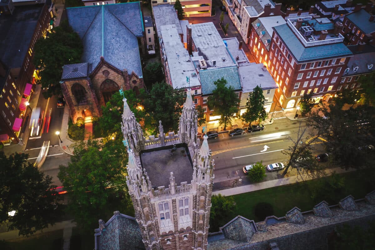 Aerial of Sunset in Princeton New Jersey