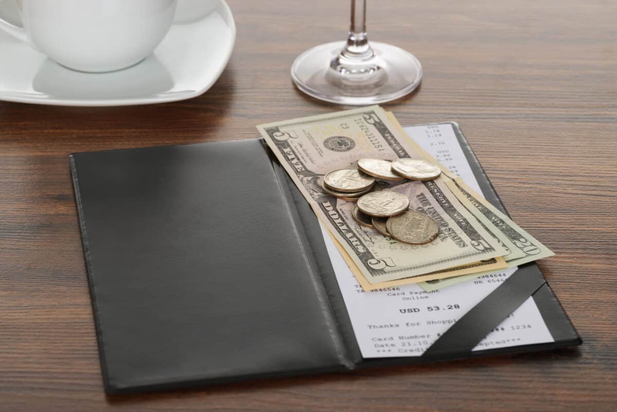 Bill With American Dollars On Table