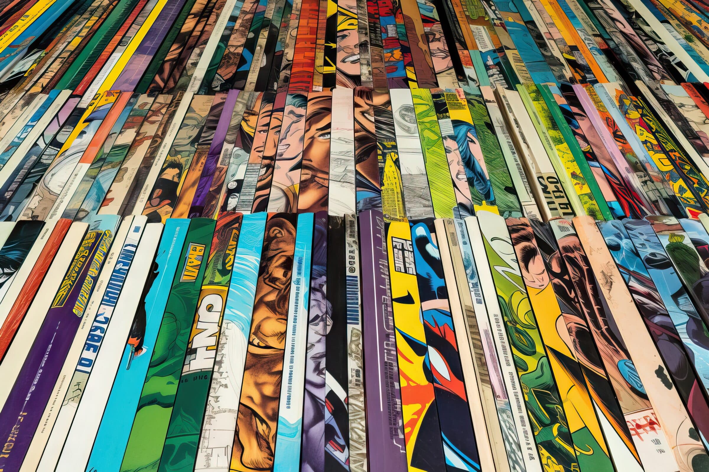 stack old textured colorful hobby collection abstract comic paper books texture background paper texture vintage Stack pile comic old page line book pattern book cover creates comic page background