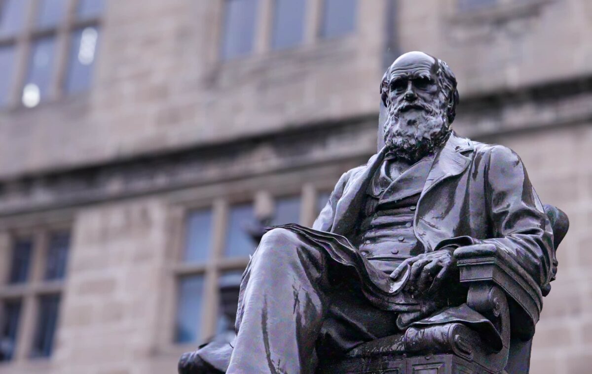 Statue of Charles Darwin in Shrewsbury UK