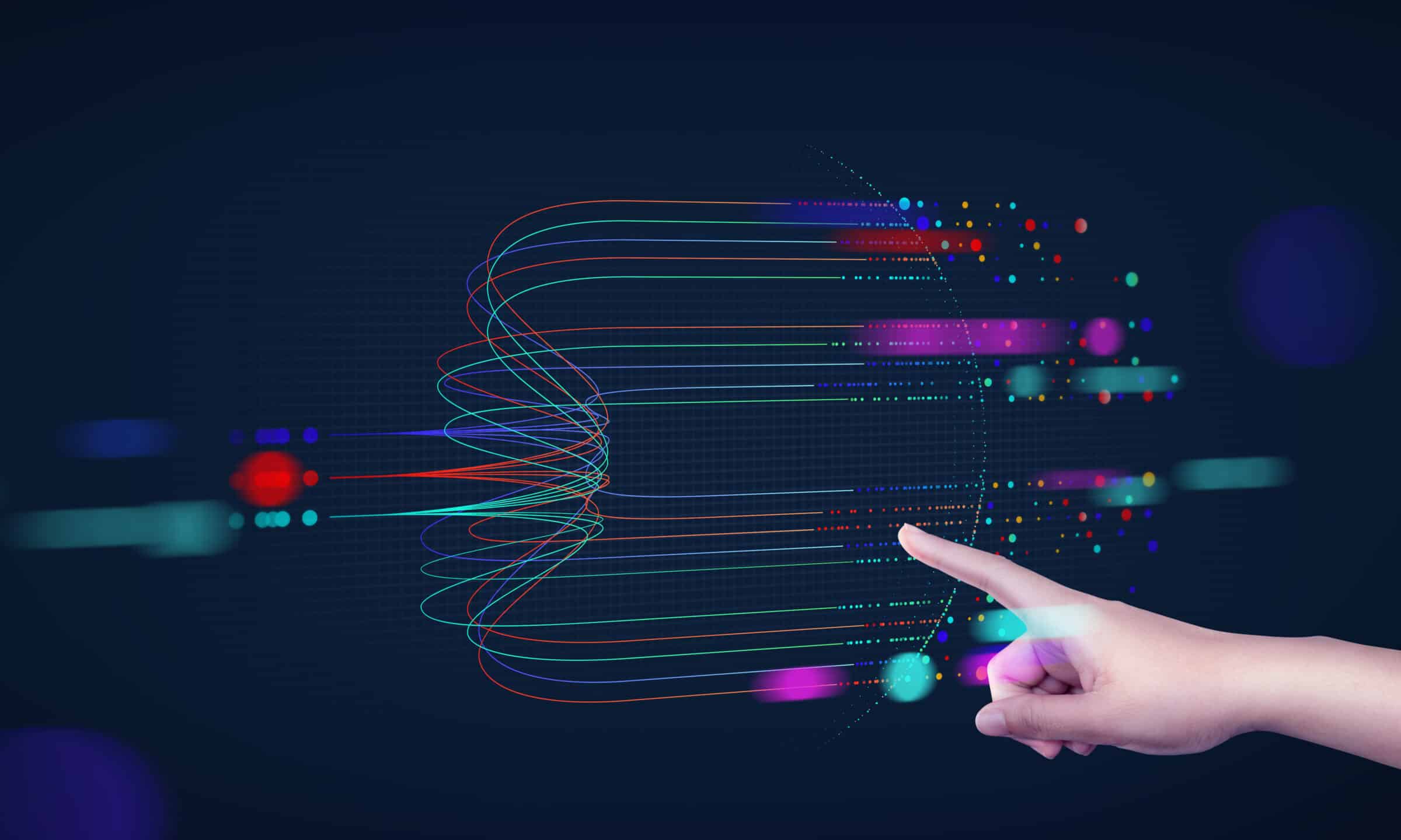 Title A hand showing AI tech with Generative Ai concept, artificial intelligence cyber security, digital transformation, finance, document file management, AI chip, large language model, LLM