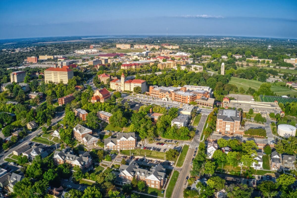 Aerial View of Lawrence, Kansas and its State University