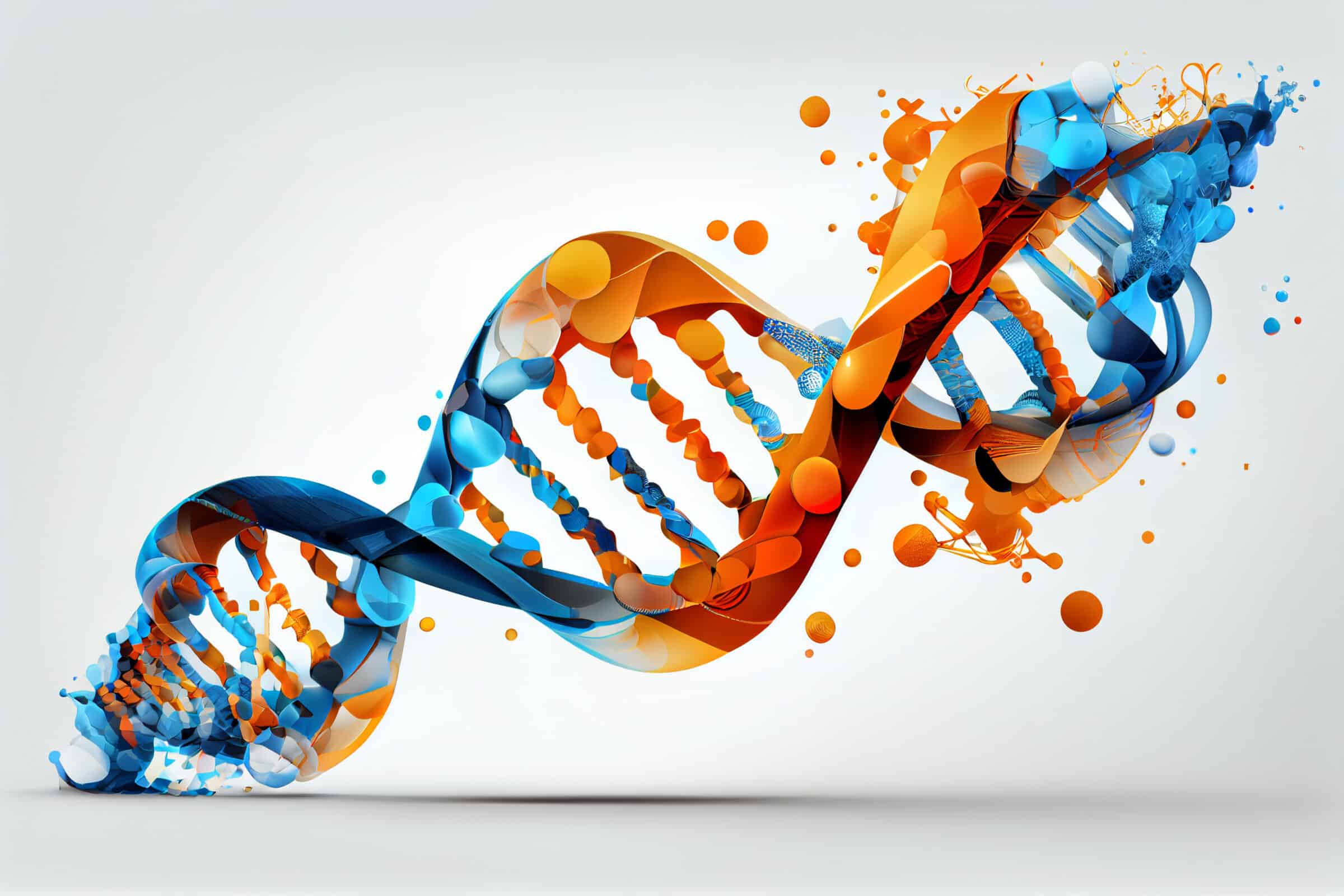Modern DNA structure in microscope with neon color detail