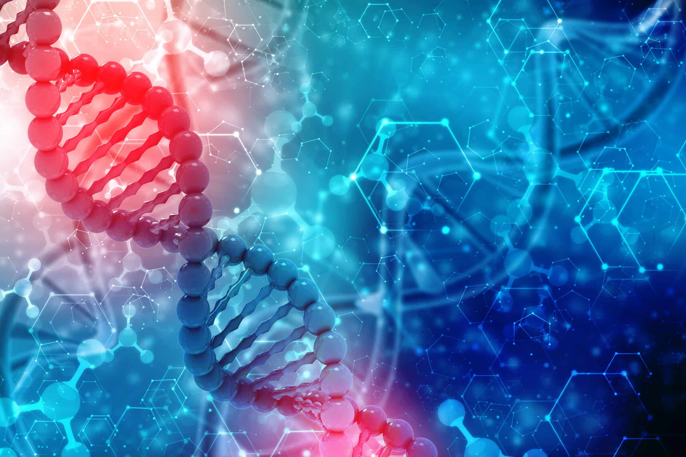 3d render of dna structure, abstract background
